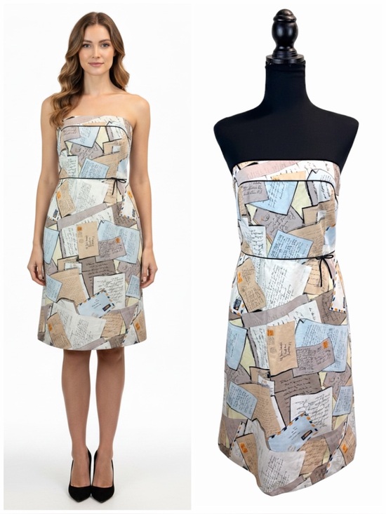 J. Crew Dresses & Skirts - J.Crew Strapless Letter Print Dress Size 6 Cotton A-Line Mini Preppy Chic